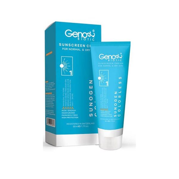 کرم ضد آفتاب پوست خشک ژنوبایوتیک SPF50 حجم 50 گرم