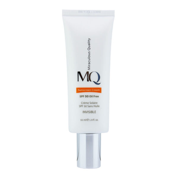 کرم ضد آفتاب ام کیو فاقد چربی SPF50 بی رنگ 55 میل